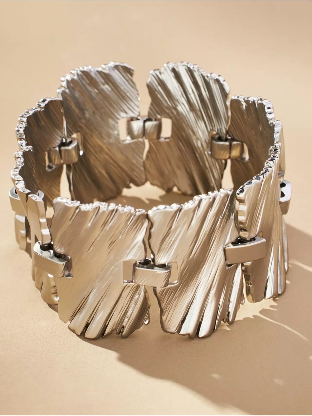 Anthropologie Silver Textured Link Bracelet